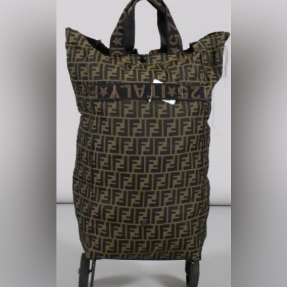 💯Authentic Vintage Fendi Zucca Jacquard Rolling Trolley Bag - Picture 2 of 10